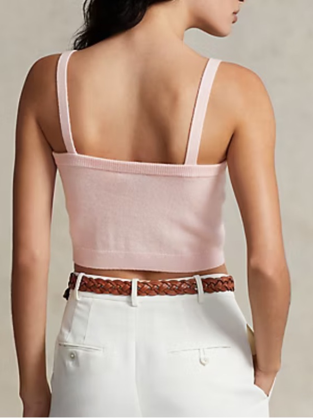 NWT polo Ralph Lauren washable 100% cashmere pink straight neck tank top Sz L - Picture 5 of 9